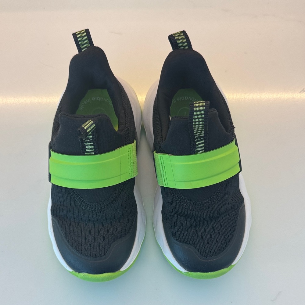 All in Motion Black and Neon Green Kids Sneakers